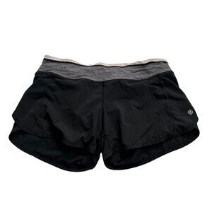 Lululemon Speed Up shorts black gray size 6 lined 4" inseam low rise running